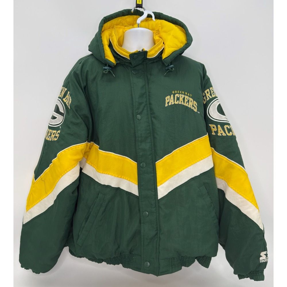 Vintage Starter Green Bay Packers Jacket XXL NFL Pro Line 90s Hooded Puffer